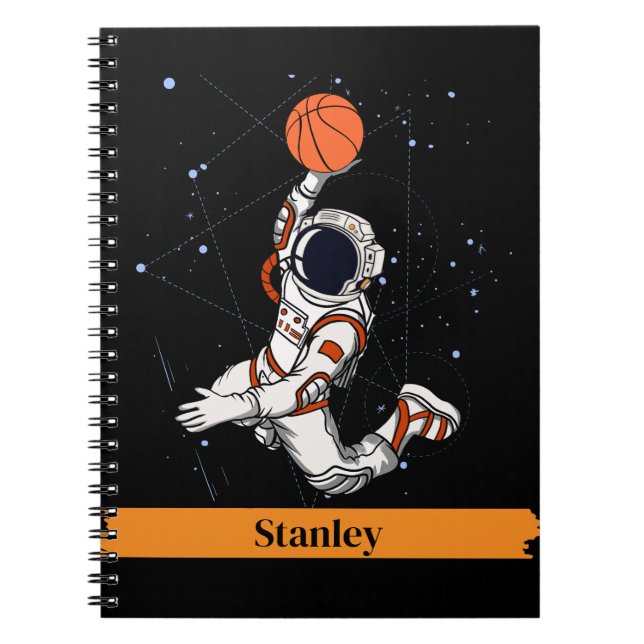 Cuaderno Astronauta negro lindo espacio exterior Galaxia Ba (Frente)