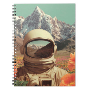 Cuaderno Astronauta Surrealista en Campo de Flores