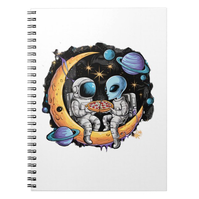 Cuaderno Astronauta y extranjera disfrutan de una rebanada (Frente)