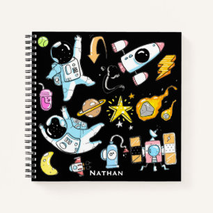 Cuaderno Astronautas adornados con dibujos espaciales perso