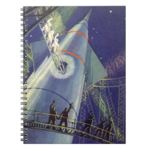 Cuaderno Astronautas de ciencia ficción vintage en nave esp