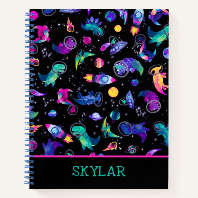 Cuaderno Astronautas de dinosaurios: espacio acuarela perso (Anverso)