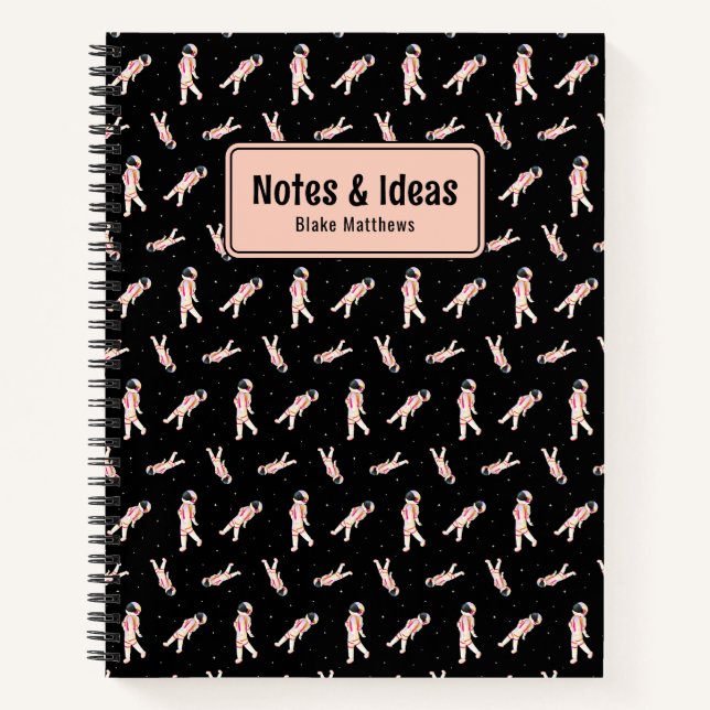 Cuaderno Astronautas de Guay flotando en equipo portátil Pe (Anverso)