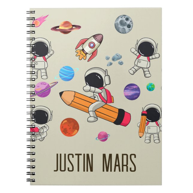 Cuaderno Astronautas Personalizados y Planetas De Vuelta al (Frente)