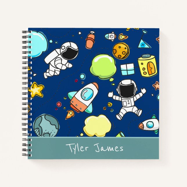 Cuaderno Astronautas Planetas Espacio Plaza de los Niños (Anverso)