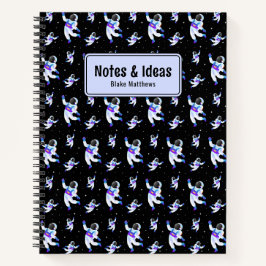 Cuaderno Astronautas retro flotando en equipo portátil de P