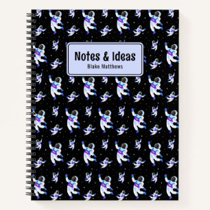 Cuaderno Astronautas retro flotando en equipo portátil de P