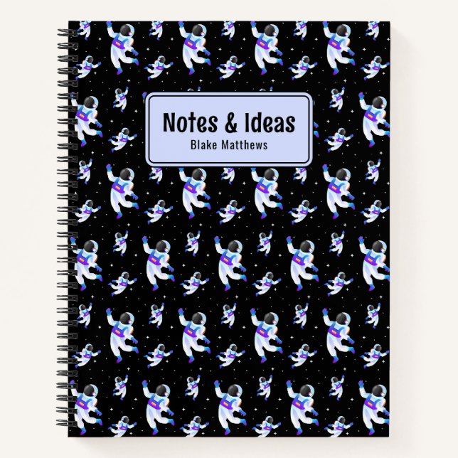 Cuaderno Astronautas retro flotando en equipo portátil de P (Anverso)