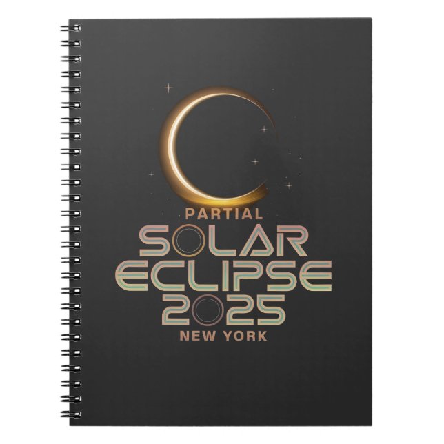 Cuaderno Astronomía de 2025 con eclipse solar parcial (Frente)