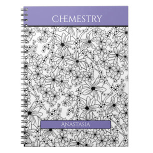 Cuaderno Asunto de la escuela Floral Black White Purple Nam