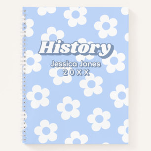 Cuaderno Asunto de la escuela Floral Blue White Daisy Patte