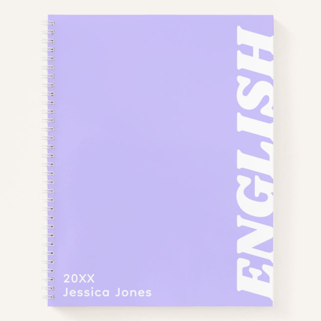 Cuaderno Asunto Escolar de Texto Vertical Morado Minimalist (Anverso)