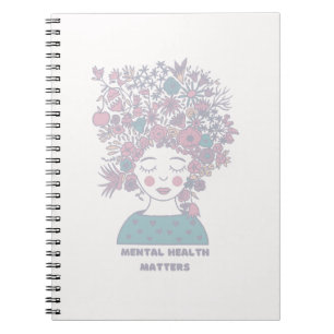 Cuaderno Asuntos de salud mental Gris francés floral
