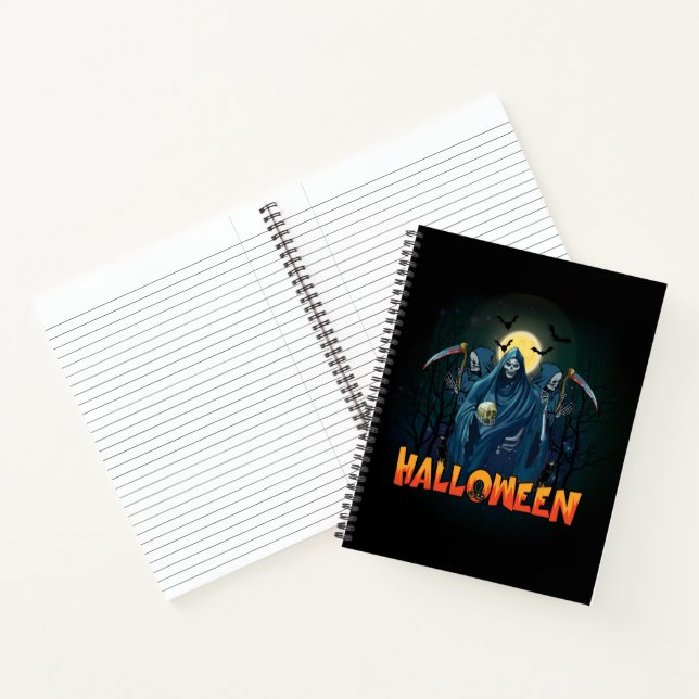 Cuaderno Asustada Noche de Skeleton Halloween, mi estado de (Interior)