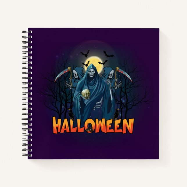 Cuaderno Asustada Noche de Skeleton Halloween, mi estado de (Anverso)