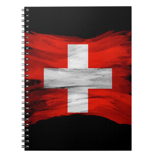 Cuaderno Ataque de pincel de bandera de Suiza, bandera naci (Frente)