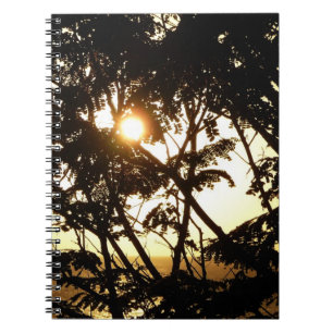 Cuaderno Atardecer a través de árboles en fotografía tropic