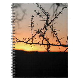 Cuaderno Atardecer africano con espinosa silueta de árbol d