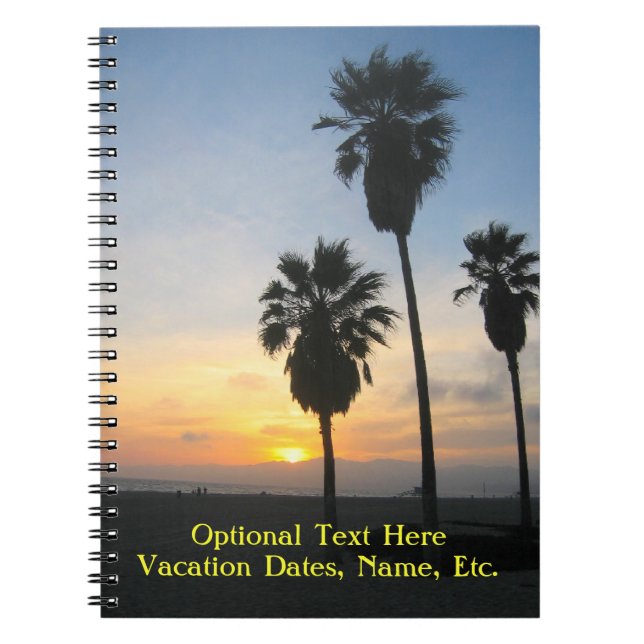 Cuaderno Atardecer con palmeras en Venice Beach California (Frente)