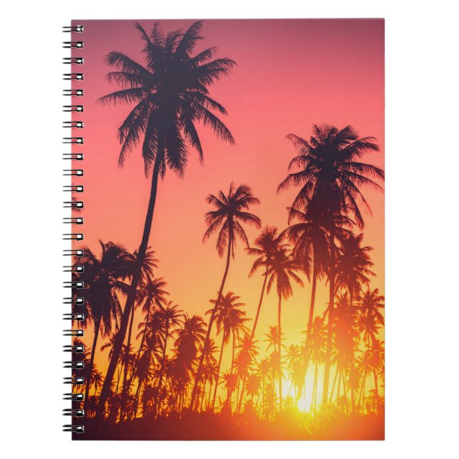 Cuaderno Atardecer de árboles tropicales (Frente)