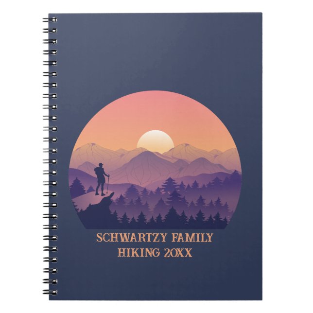 Cuaderno Atardecer de montaña violeta morada de montaña (Frente)