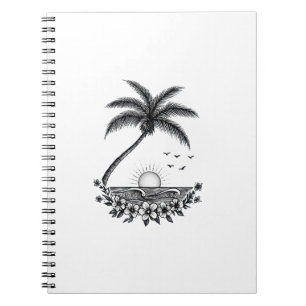 Cuaderno Atardecer de Palma Tropical – Arte de Línea Minima