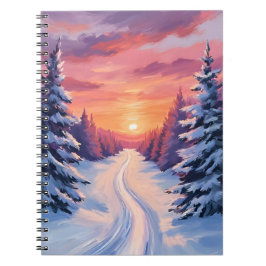 Cuaderno Atardecer de Pinos de Invierno | Acuarela Pastel
