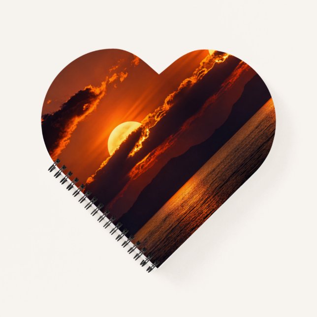 Cuaderno Atardecer dramático de color carmesí y océano  (Anverso)