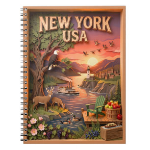 Cuaderno Atardecer en la Montaña Lago Nueva York Textura An