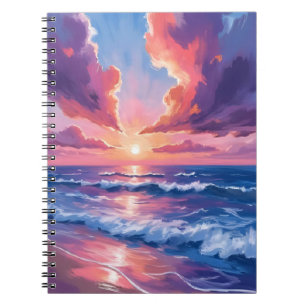 Cuaderno Atardecer en la playa de algodón de azúcar Océano