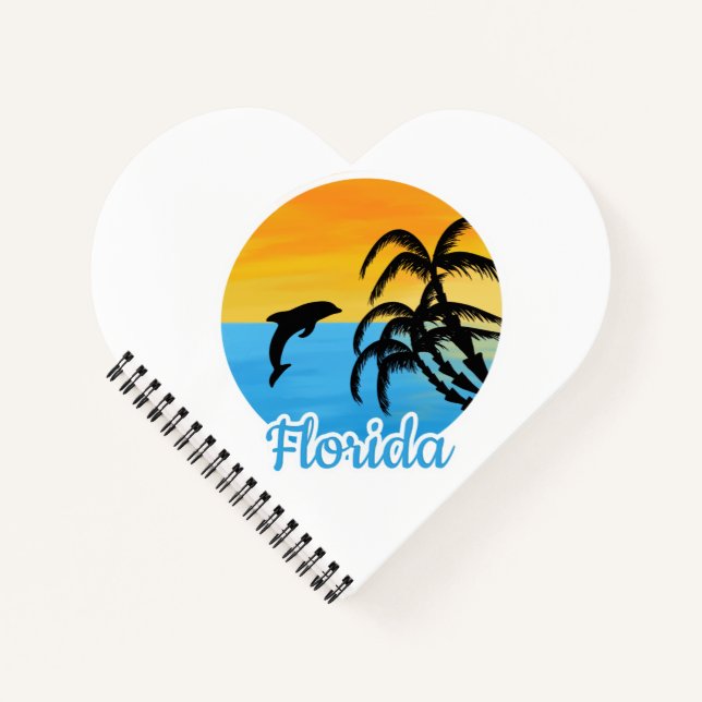 Cuaderno Atardecer lindo en Florida con un delfín (Anverso)