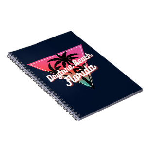 Cuaderno Atardecer Neón Retro Palmeras Daytona Beach Florid