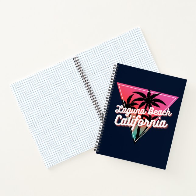 Cuaderno Atardecer Neón Retro Palmeras Laguna Beach (Interior)