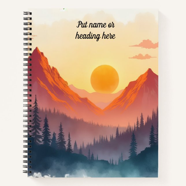 Cuaderno Atardecer personalizado en la montaña boho 2 (Anverso)