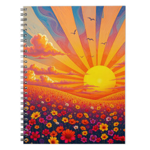 Cuaderno Atardecer radiante sobre un paisaje peculiar