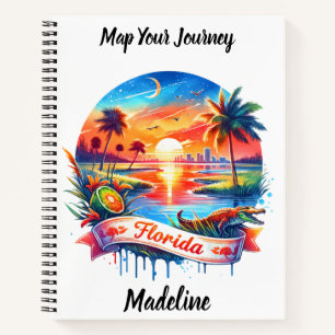 Cuaderno Atardecer sobre el paisaje de la fauna de Florida