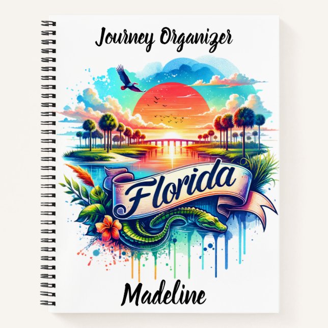 Cuaderno Atardecer sobre los vibrantes paisajes de Florida (Anverso)