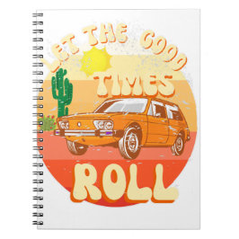 Cuaderno atardecer vintage y coche clásico