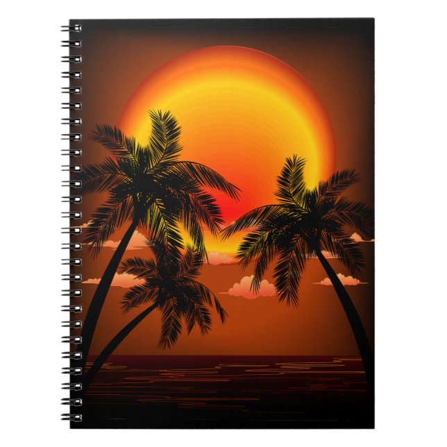Cuaderno Atardecer y palmeras cálidos (Frente)