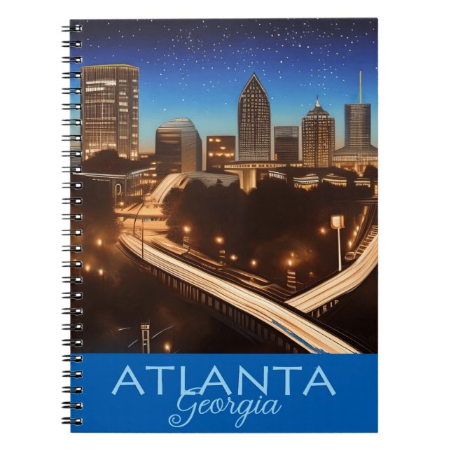 Cuaderno Atlanta Georgia Skyline Blue and Gold Evening (Frente)