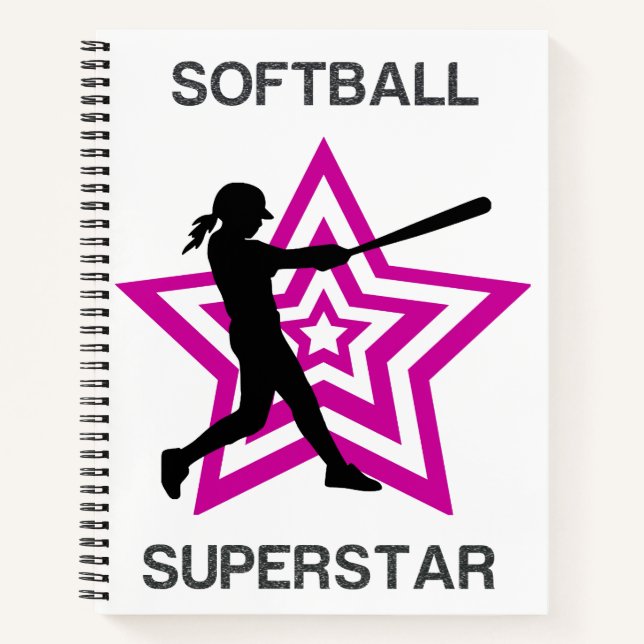 Cuaderno Atlético Estrella Rosa Softball Superstar Gráfico (Anverso)