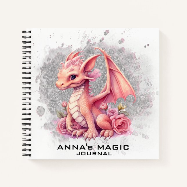 Cuaderno *~* Atracción de la ley rosada Cute Dragon Bebé AP (Anverso)