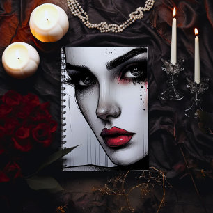 Cuaderno Atractivo Oscuro Gótico – Labios Rojos Dramáticos