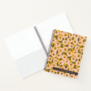 Cuaderno Atractivo patrón floral de tinta   Botánico dibuja