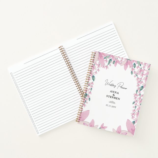 Cuaderno Atractivo planificador de bodas con glicinia rosad (Interior)