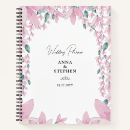Cuaderno Atractivo planificador de bodas con glicinia rosad