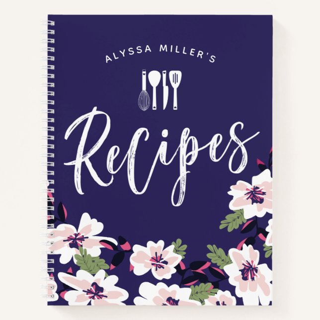 Cuaderno Atractivo recetas azules de la Marina de Flores Bl (Anverso)