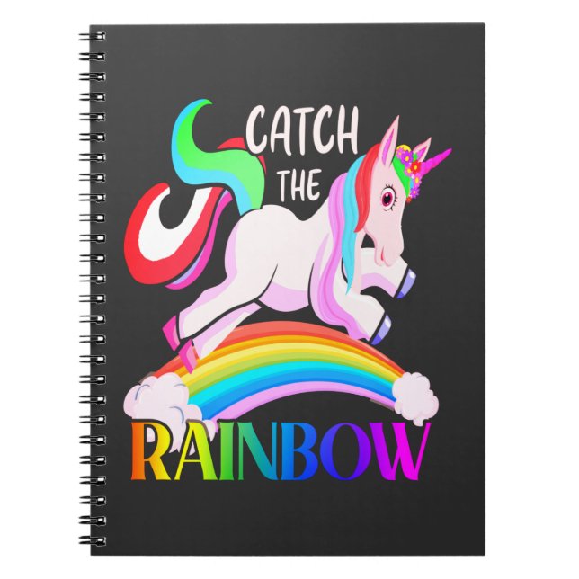 Cuaderno Atrapa el diseño de Unicornio de Arcoíris (Frente)