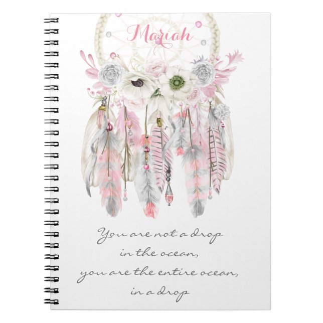 Cuaderno Atrapador de sueños boho tribal flores espíritu na (Frente)