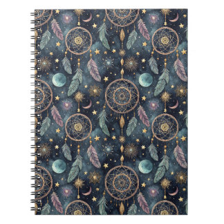 Cuaderno Atrapasueños Celestial Mágico Patrón Noche Estrell